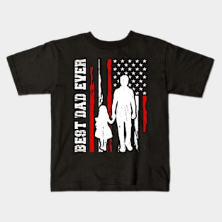 Best Dad Ever American Flag , Funny Sarcastic Dad Kids T-Shirt